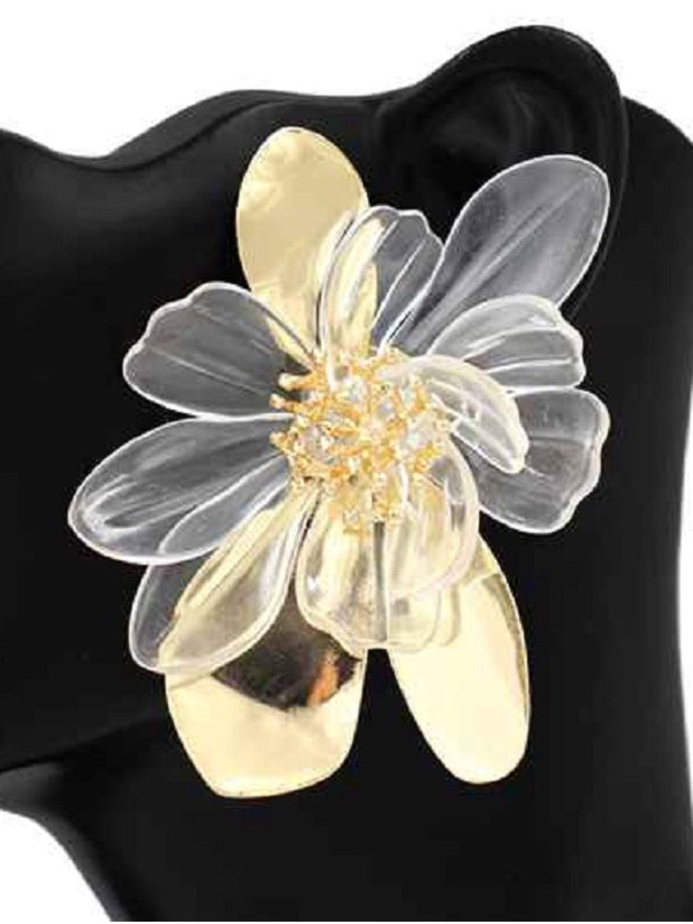 Gold and Clear Floral Statement Earrings – Women Jewelry